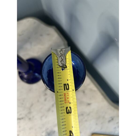 3 Vintage Pier 1 Imports Cobalt Blue Pillar Candle Holder or Vase Recycled Glass - Picture 10 of 13